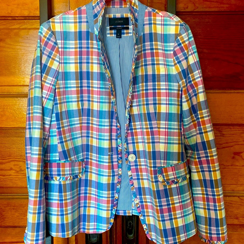 J. Crew madras plaid regent blazer size 16